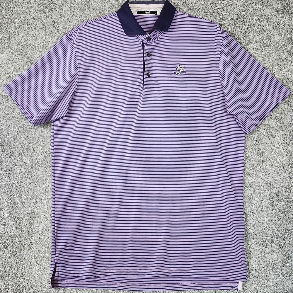 Greyson Polo Shirt Mens Medium Purple Blue Striped Golf Made Peru Performance